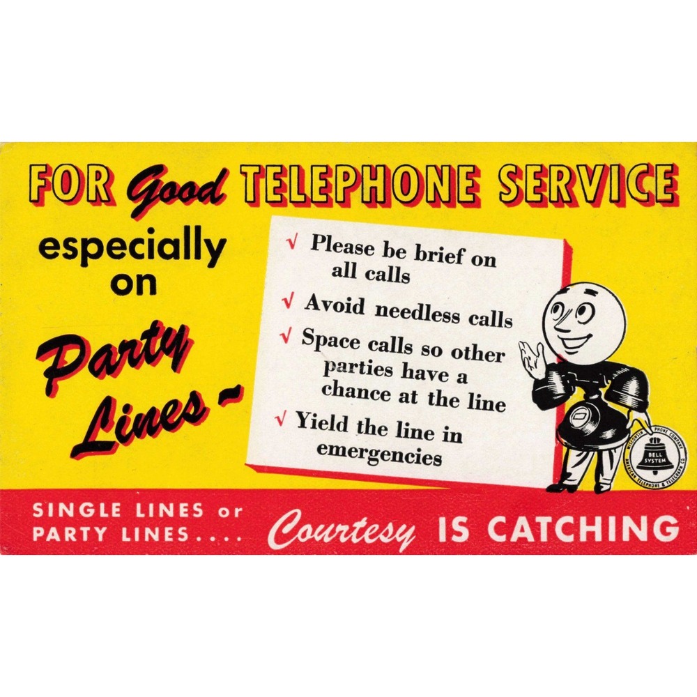 Vintage 1950s Wisconsin Telephone Co Ink Blotter Bell System Party Lines VG+ - Picture 1 of 2